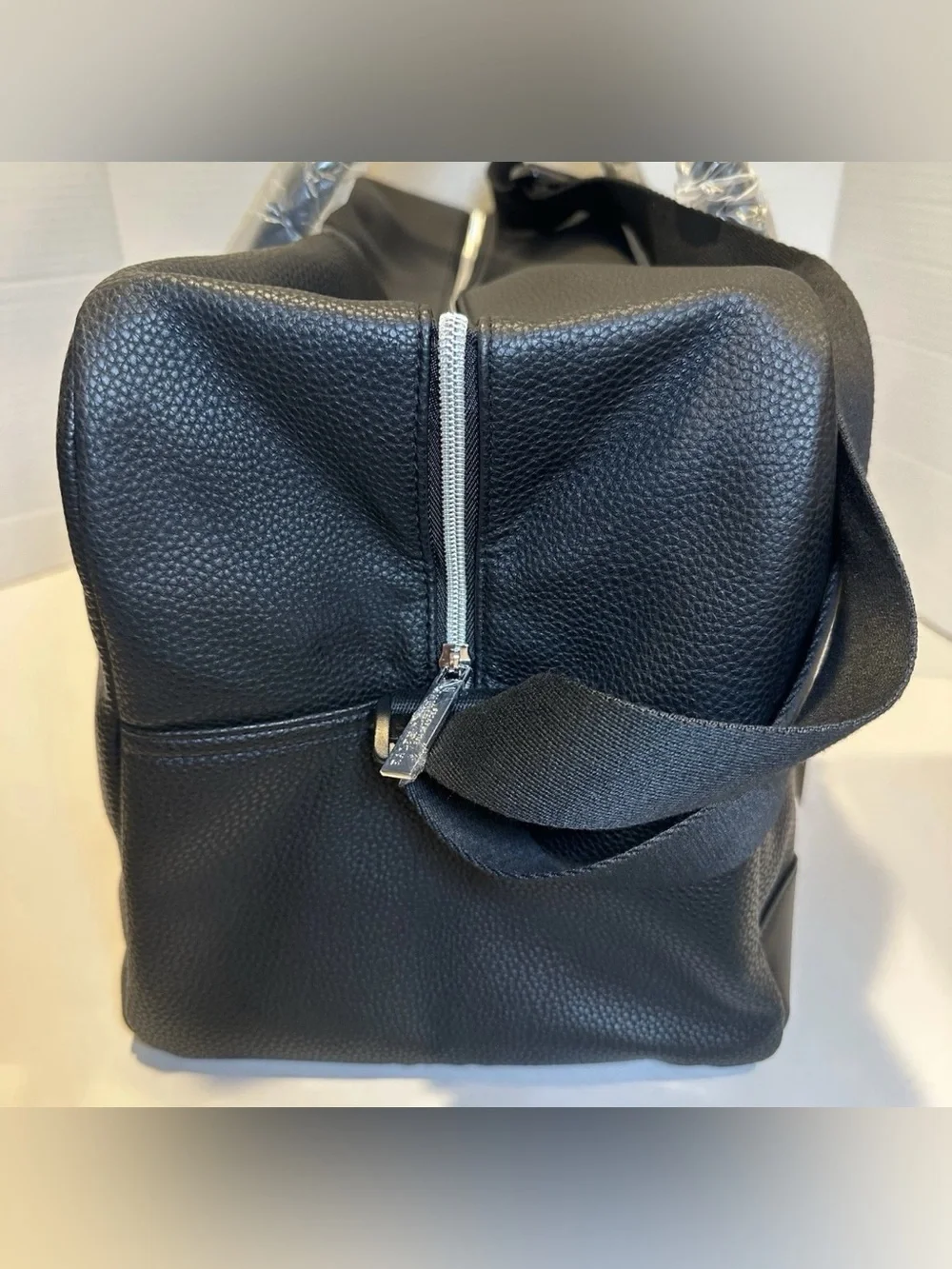 Polo Ralph Lauren Black Pebble Leather Duffle Weekender Bag